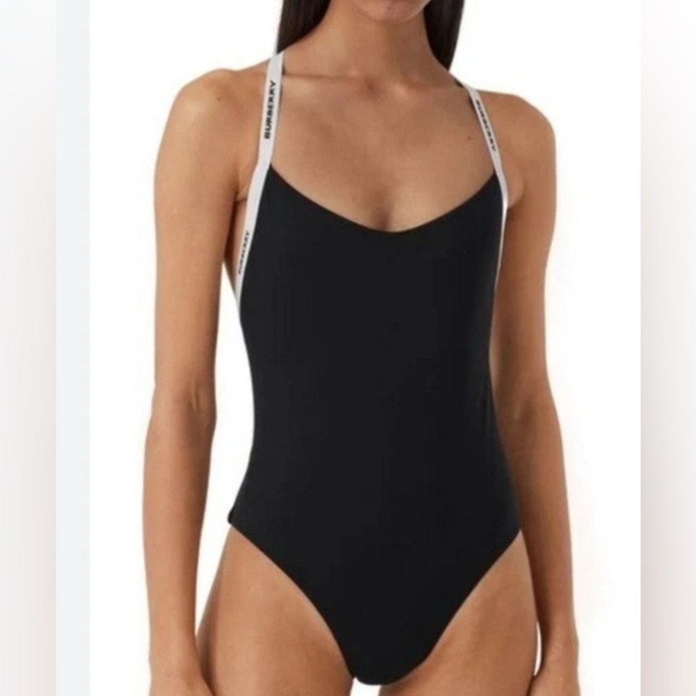 Burberry Alagnon Logo Strap Tape One Piece Swimsuit